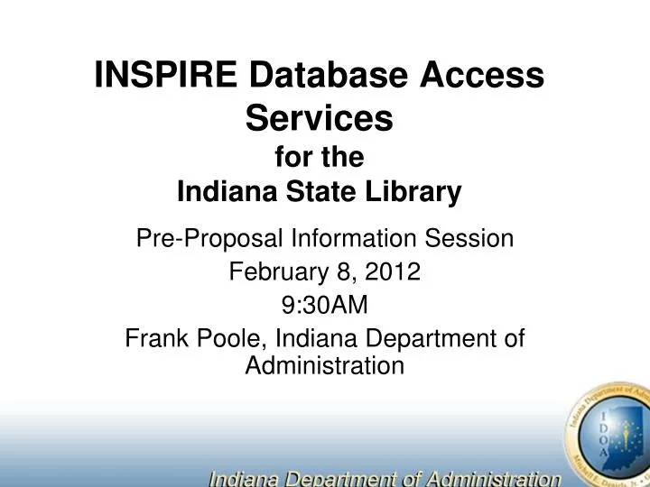 inspire database access services for the indiana state library