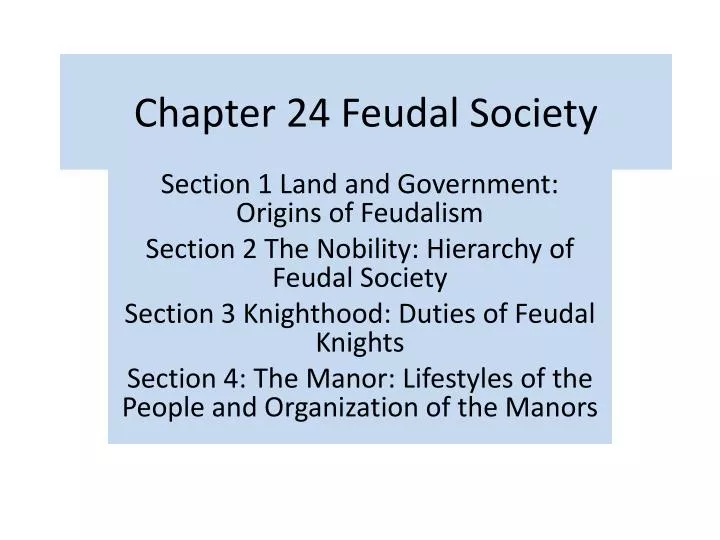 chapter 24 feudal society