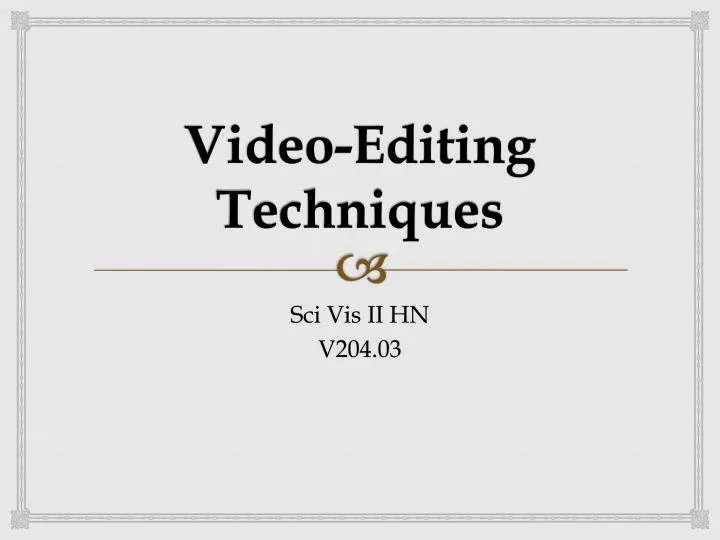 video editing techniques