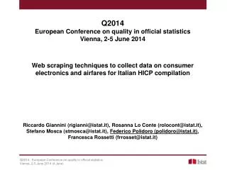 Q2014 European Conference on quality in official statistics Vienna, 2-5 June 2014
