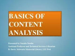 Basics of content analysis