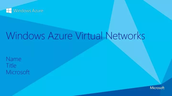 windows azure virtual networks