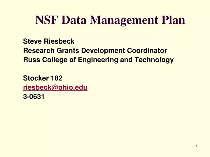 nsf data management plan