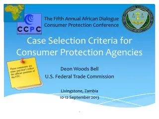 Case Selection Criteria for Consumer Protection Agencies