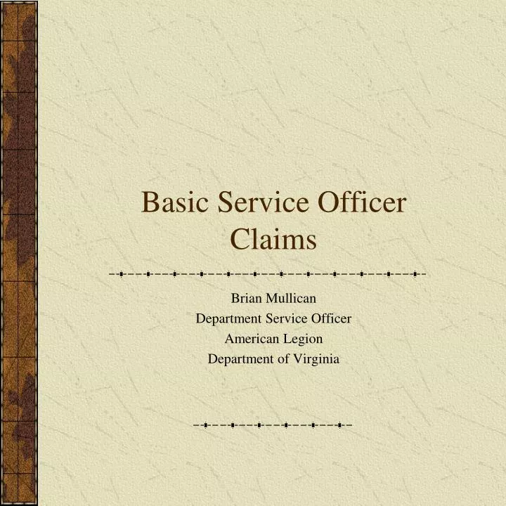 basic service officer claims