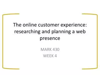The online customer experience: researching and planning a web presence