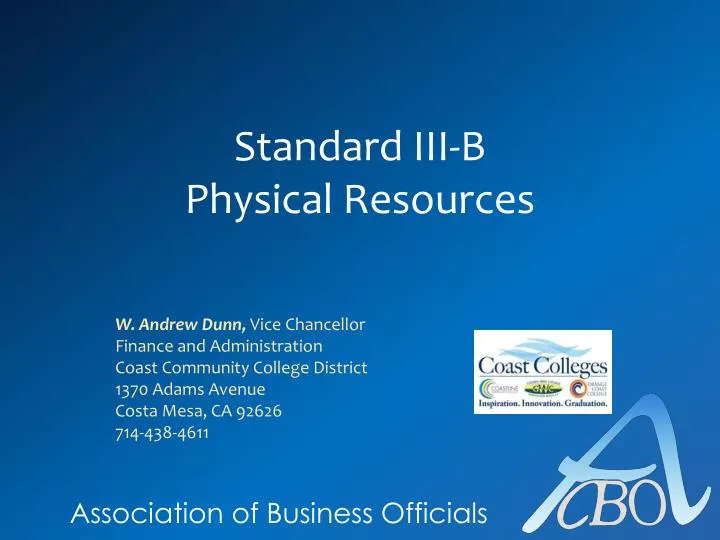 standard iii b physical resources