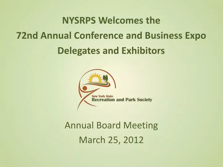 nysrps welcomes the 72nd annual conference and business expo delegates and exhibitors