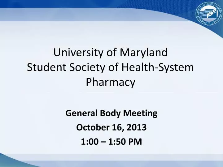 university of maryland student society of health system pharmacy