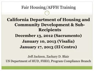 Fair Housing/AFFH Training