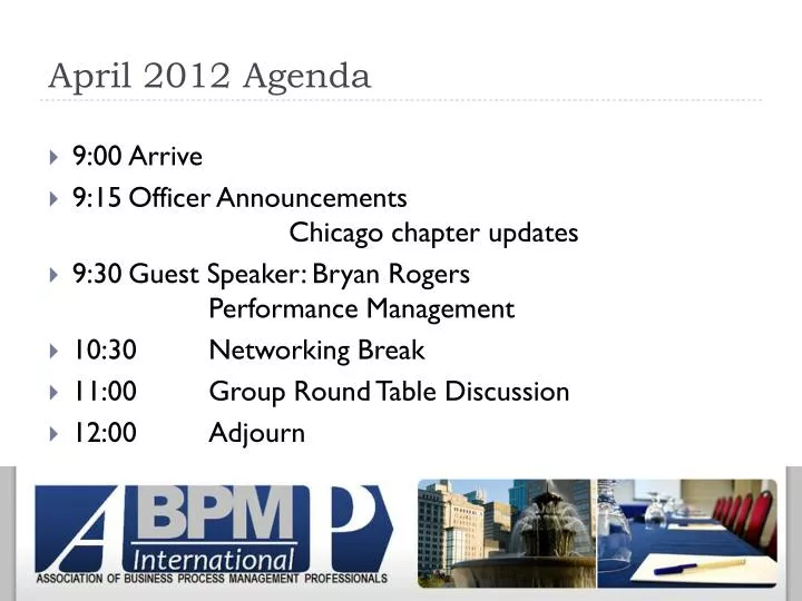april 2012 agenda