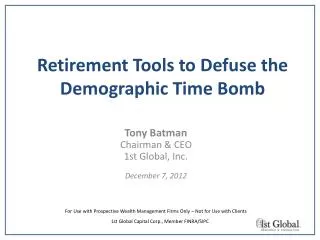 Retirement Tools to Defuse the Demographic Time Bomb