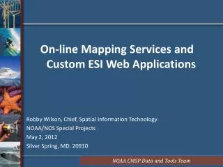 On-line Mapping Services and Custom ESI Web Applications Robby Wilson, Chief, Spatial Information Technology NOAA/NOS S