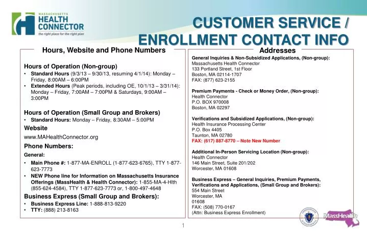 customer service enrollment contact info