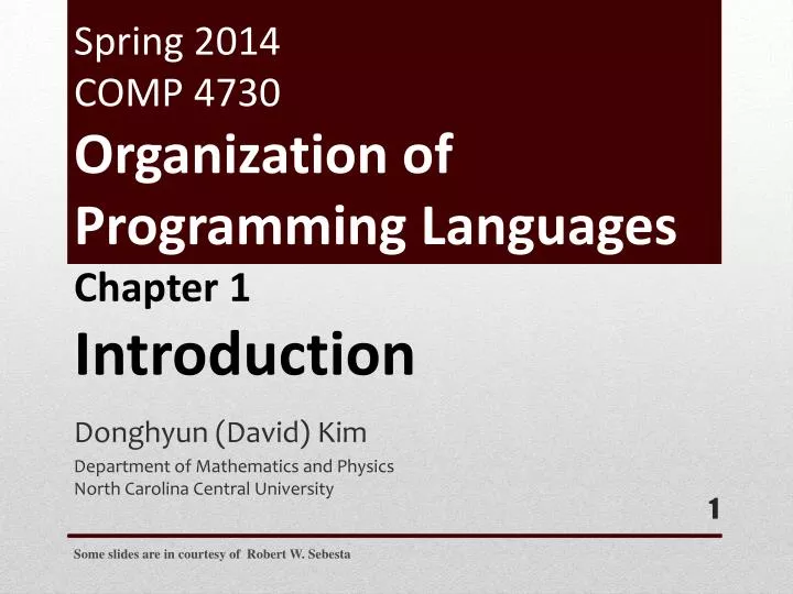 spring 2014 comp 4730 organization of programming languages