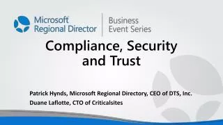 Compliance, Security and Trust