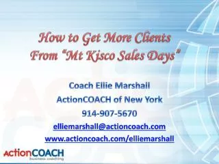 How to Get More Clients From “Mt Kisco Sales Days”