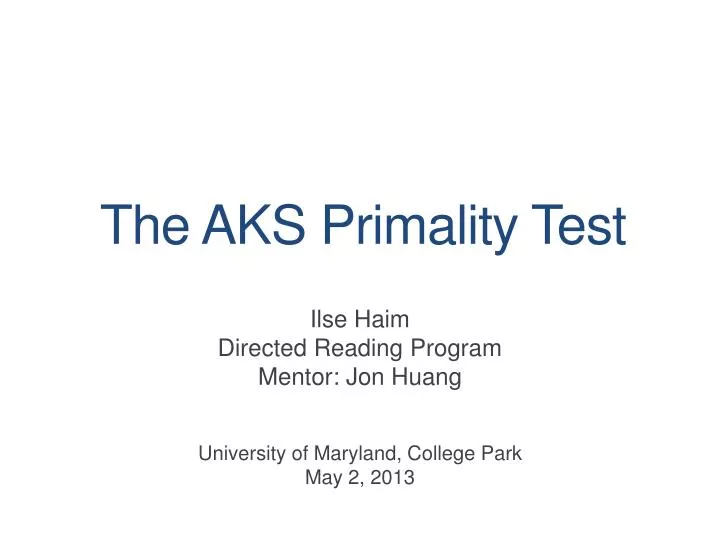 the aks primality test