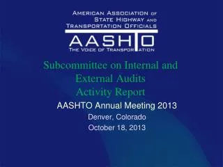 Subcommittee on Internal and External Audits Activity Report