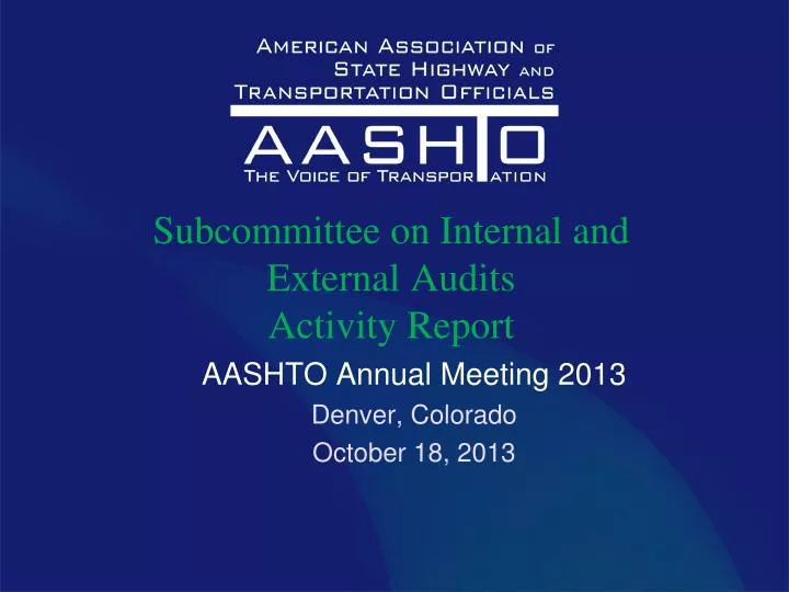 subcommittee on internal and external audits activity report