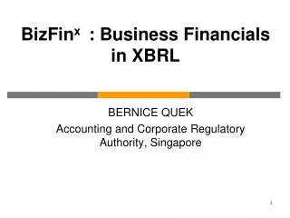 BERNICE QUEK Accounting and Corporate Regulatory Authority, Singapore