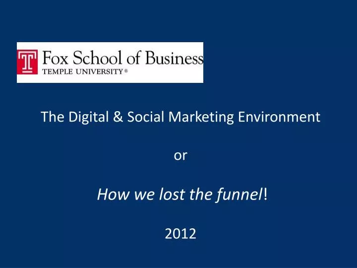 the digital social marketing environment or how we lost the funnel 2012
