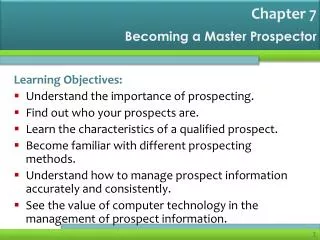 Becoming a Master Prospector