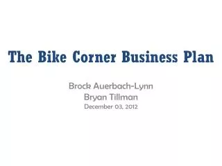 The Bike Corner Business Plan