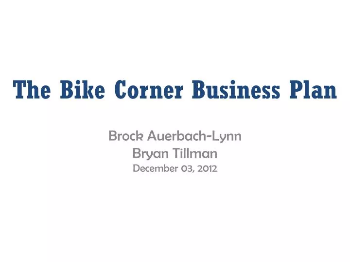 the bike corner business plan