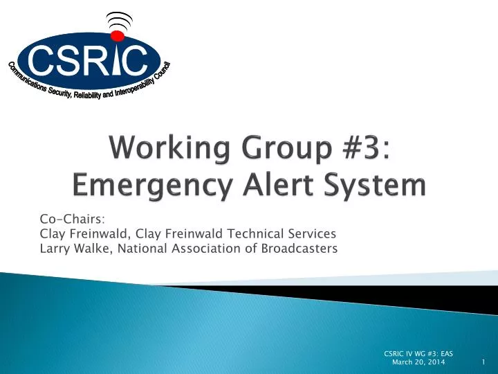 working group 3 emergency alert system