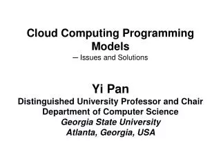Cloud Computing Programming Models ? Issues and Solutions