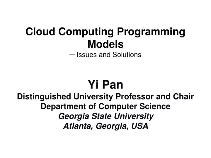 cloud computing programming models issues and solutions