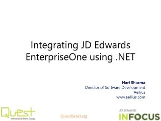Integrating JD Edwards EnterpriseOne using .NET