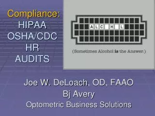 Compliance: HIPAA OSHA/CDC HR AUDITS