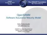 OpenSAMM Software Assurance Maturity Model - slide 1