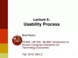 Lecture 6: Usability Process