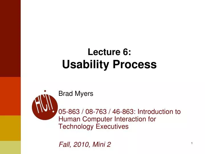 lecture 6 usability process