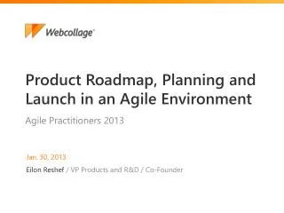 Product Roadmap, Planning and Launch in an Agile Environment