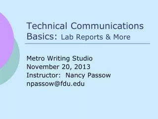 Technical Communications Basics: Lab Reports &amp; More