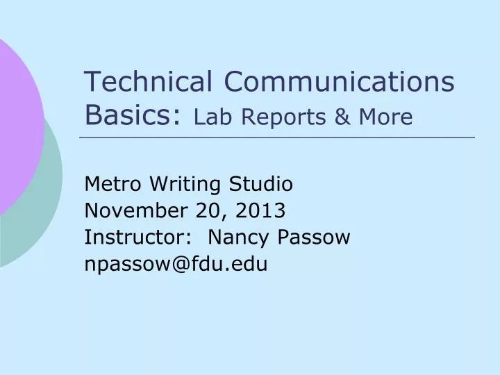 technical communications basics lab reports more