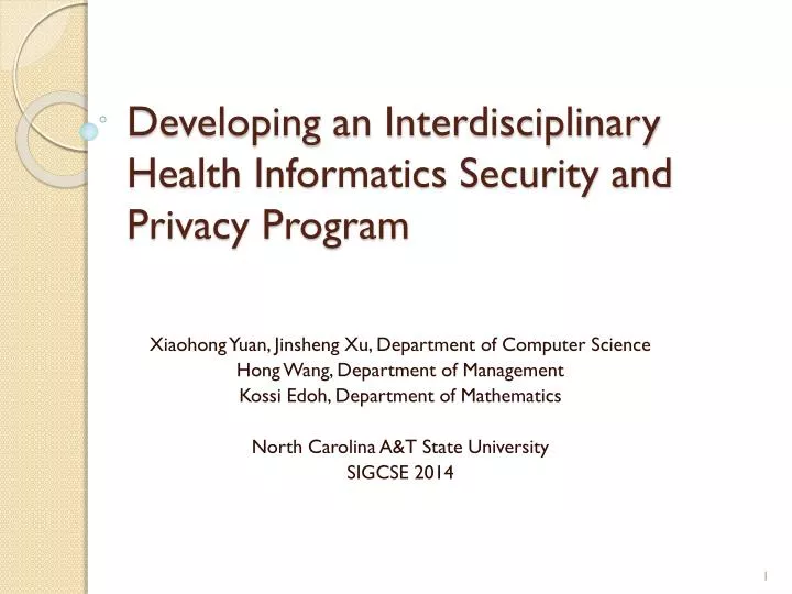 developing an interdisciplinary health informatics security and privacy program