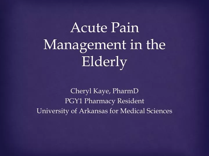 acute pain management in the elderly