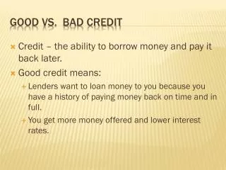 Good vs. Bad Credit