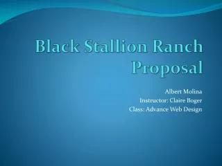 Black Stallion Ranch Proposal