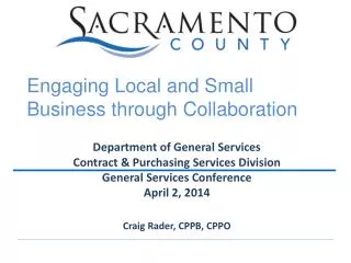 Department of General Services Contract &amp; Purchasing Services Division General Services Conference April 2, 2014 Cra