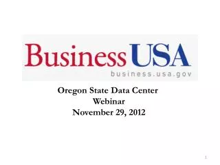 Oregon State Data Center Webinar November 29, 2012