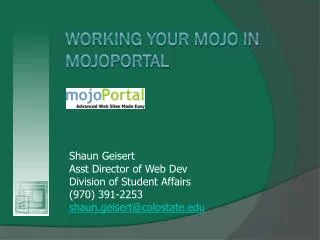 Working Your Mojo In MojoPortal