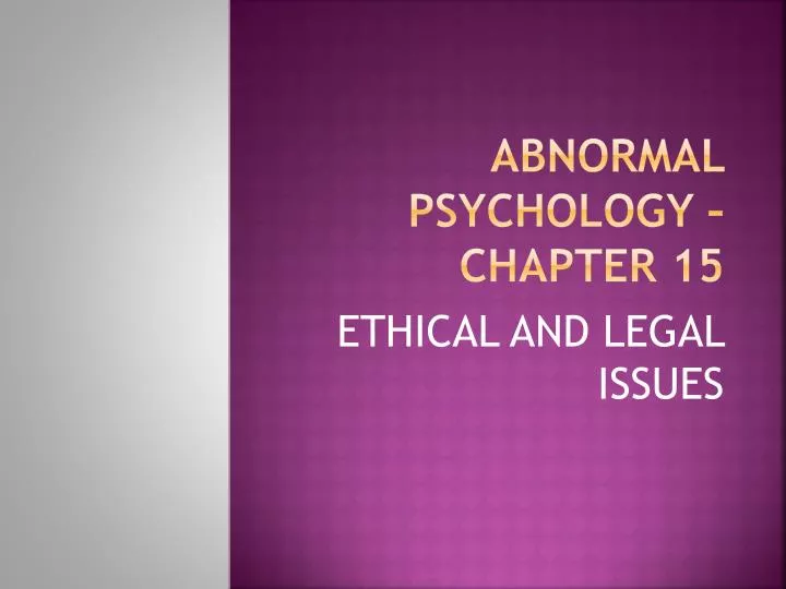 abnormal psychology chapter 15