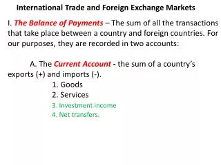 International Trade and Foreign Exchange Markets