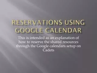 Reservations using Google Calendar